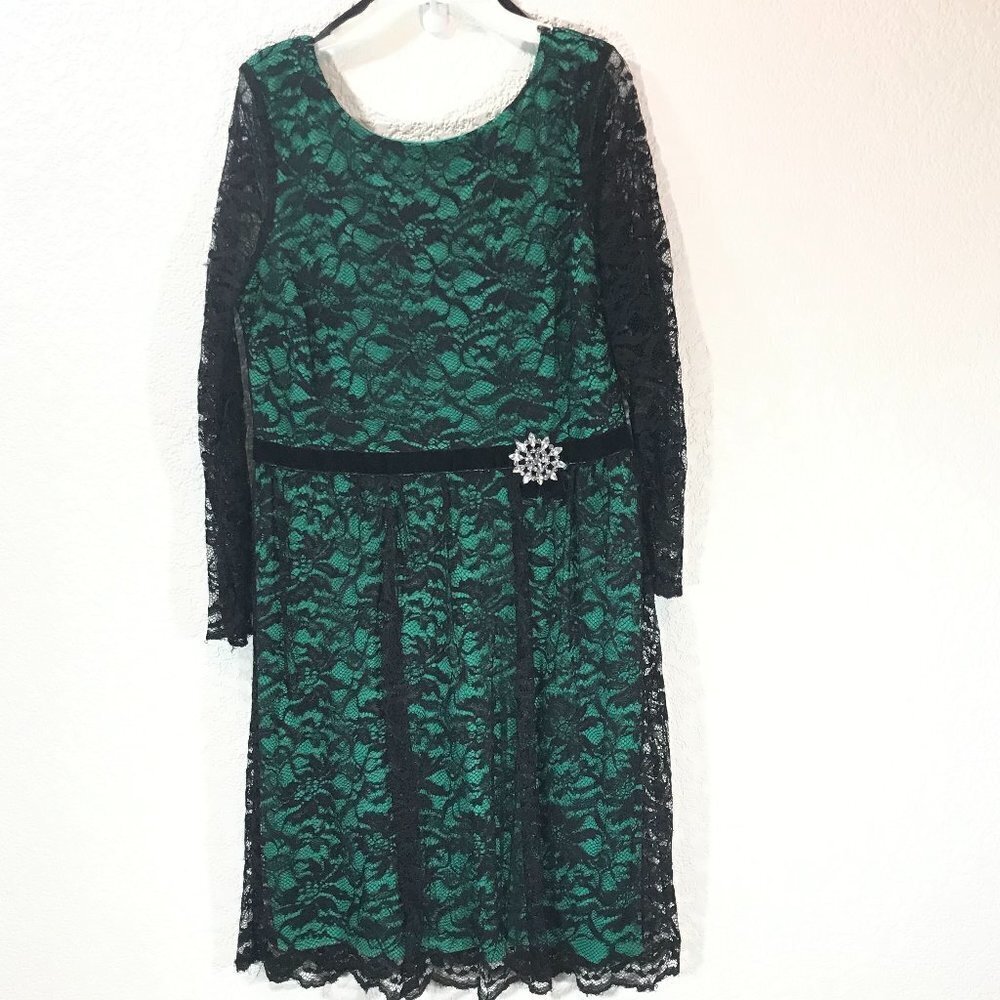 Green Lace Overlay Dress 3/$18